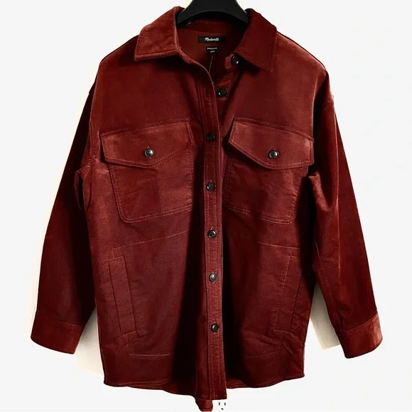Madewell Corduroy Twill Oversized Shirt Jacket In Orange Size M NWT - Picture 6 of 15